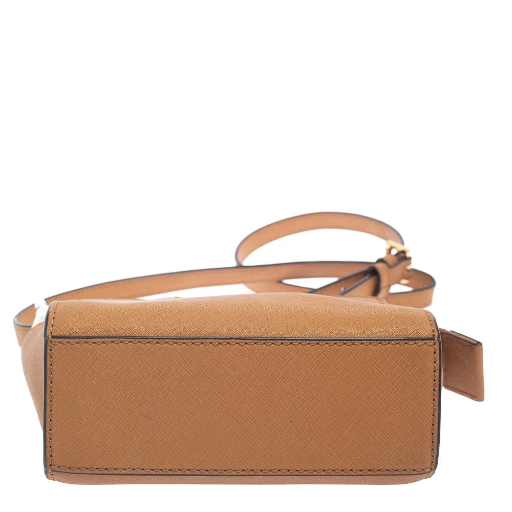 Michael Kors Tan Leather Mini Selma Crossbody Bag For Women - Image 6