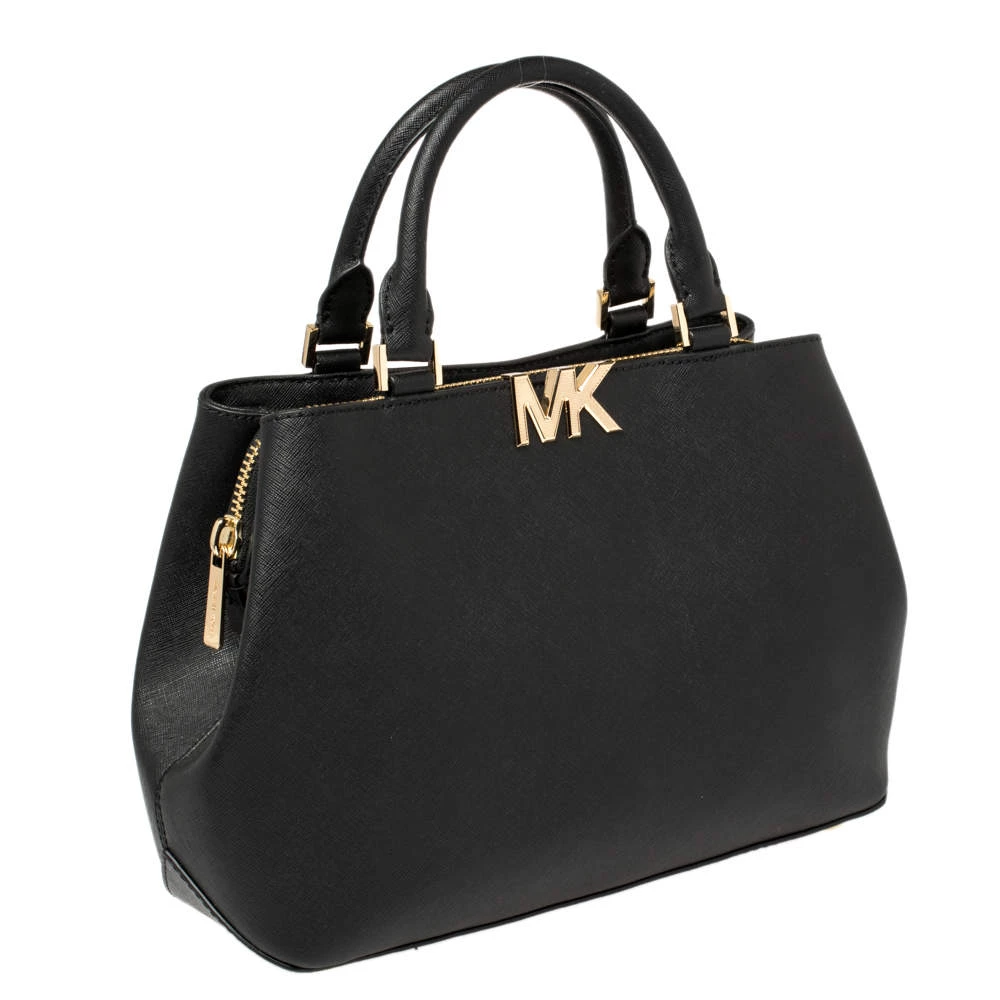 Michael Kors Black Leather Medium Florence Satchel For Women - Image 3