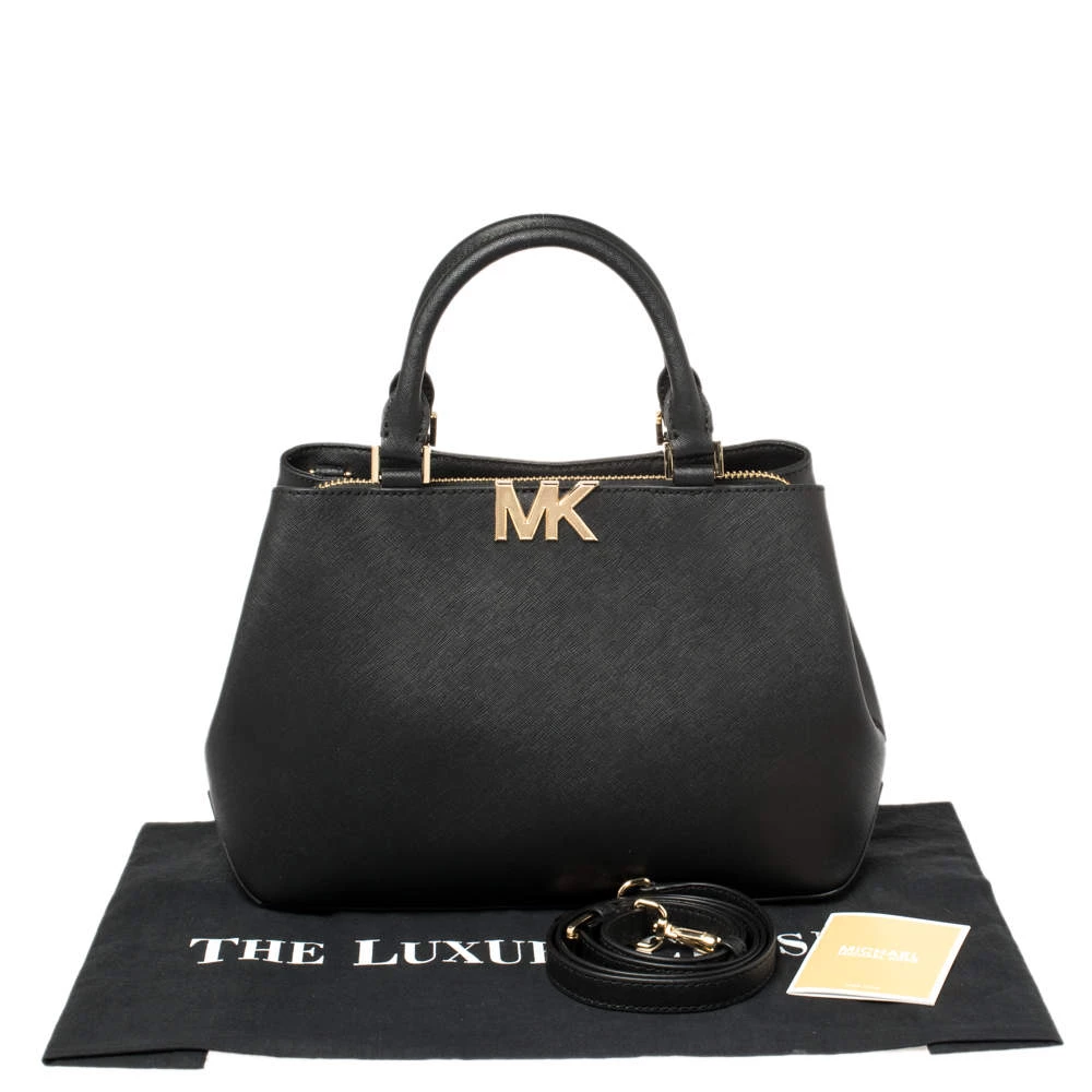 Michael Kors Black Leather Medium Florence Satchel For Women - Image 9