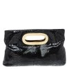 MICHAEL Michael Kors Black Patent Python Embossed Leather Berkley Clutch For Women