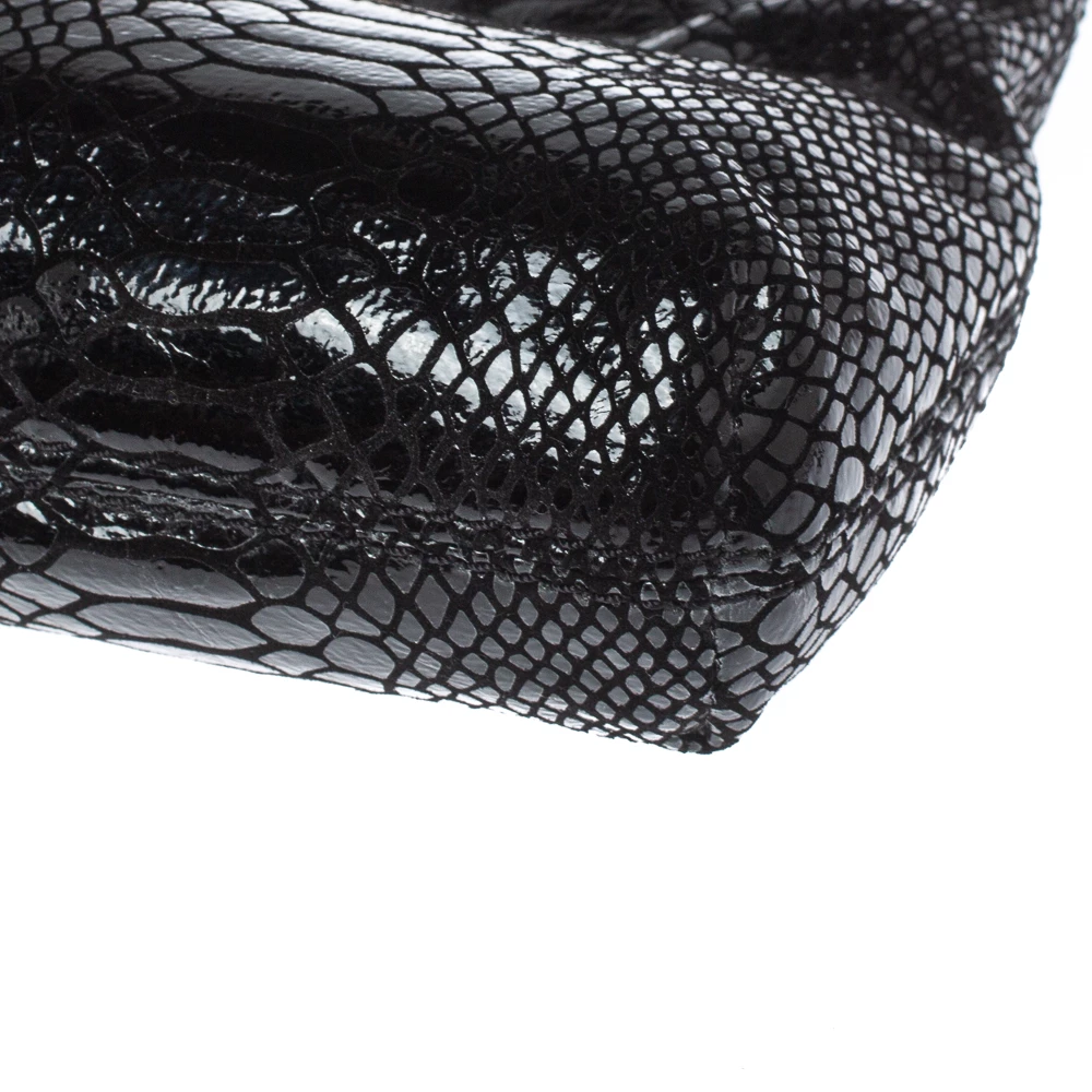 MICHAEL Michael Kors Black Patent Python Embossed Leather Berkley Clutch For Women - Image 12