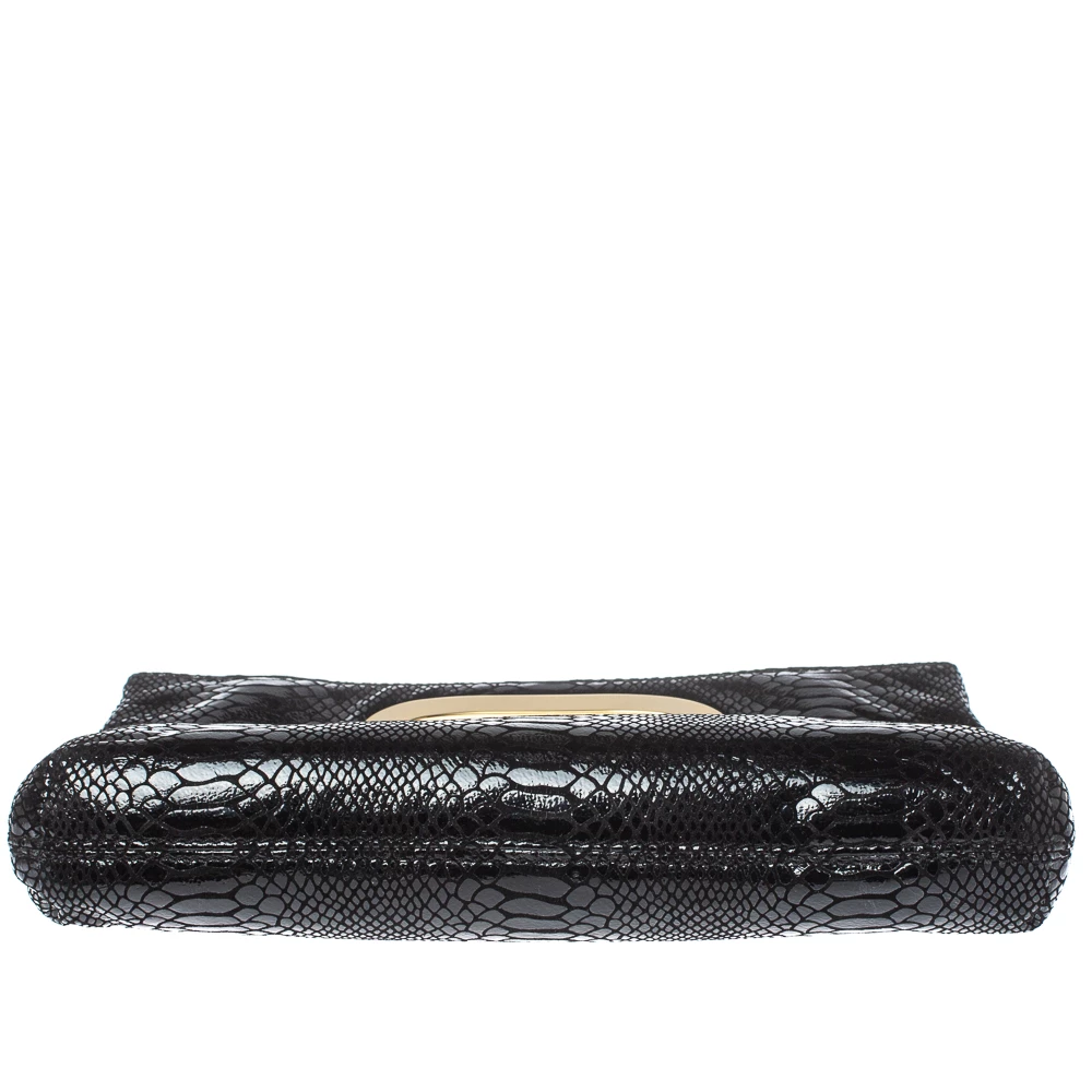 MICHAEL Michael Kors Black Patent Python Embossed Leather Berkley Clutch For Women - Image 6