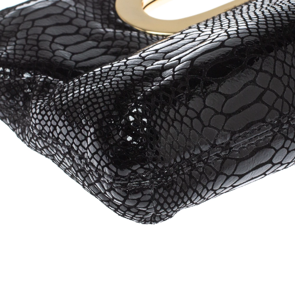 MICHAEL Michael Kors Black Patent Python Embossed Leather Berkley Clutch For Women - Image 11