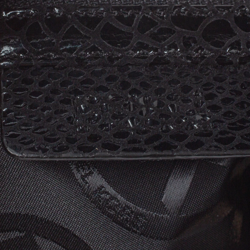 MICHAEL Michael Kors Black Patent Python Embossed Leather Berkley Clutch For Women - Image 8