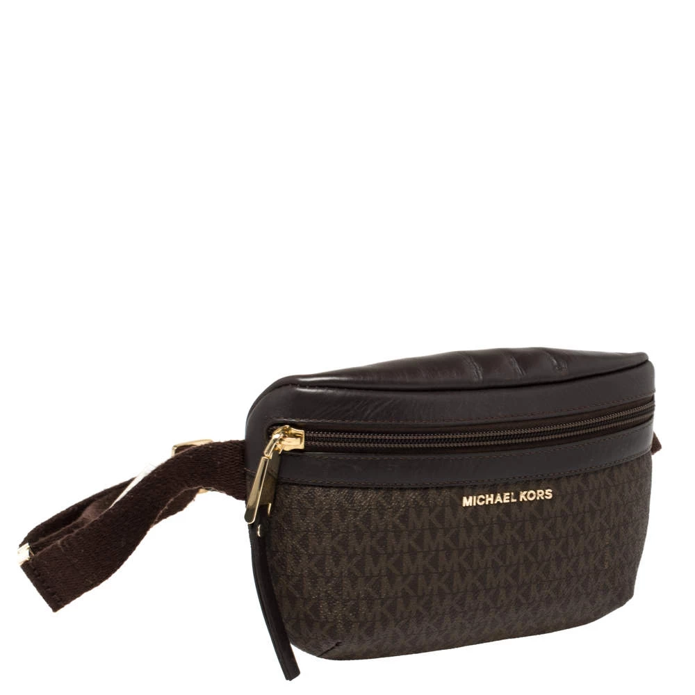 Michael Kors Brown Signature Coated Canvas And Leather Fanny Belt Bag For Women - Image 3