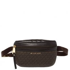 Michael Kors Brown Signature Coated Canvas And Leather Fanny Belt Bag For Women