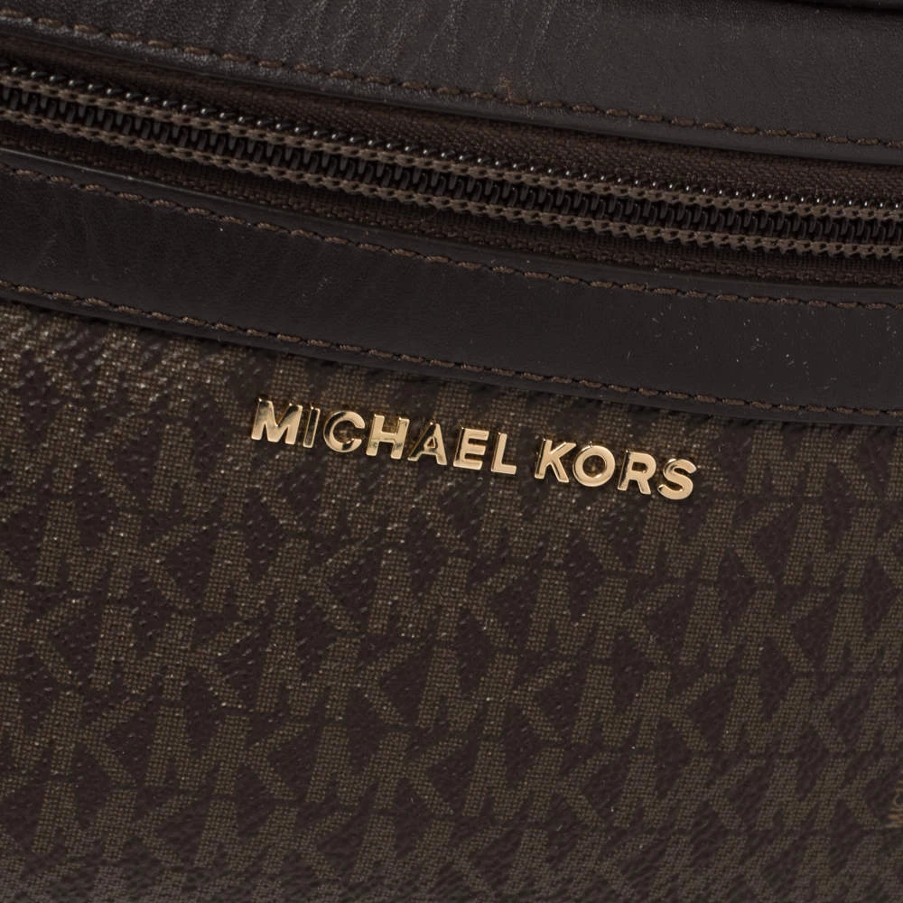 Michael Kors Brown Signature Coated Canvas And Leather Fanny Belt Bag For Women - Image 5