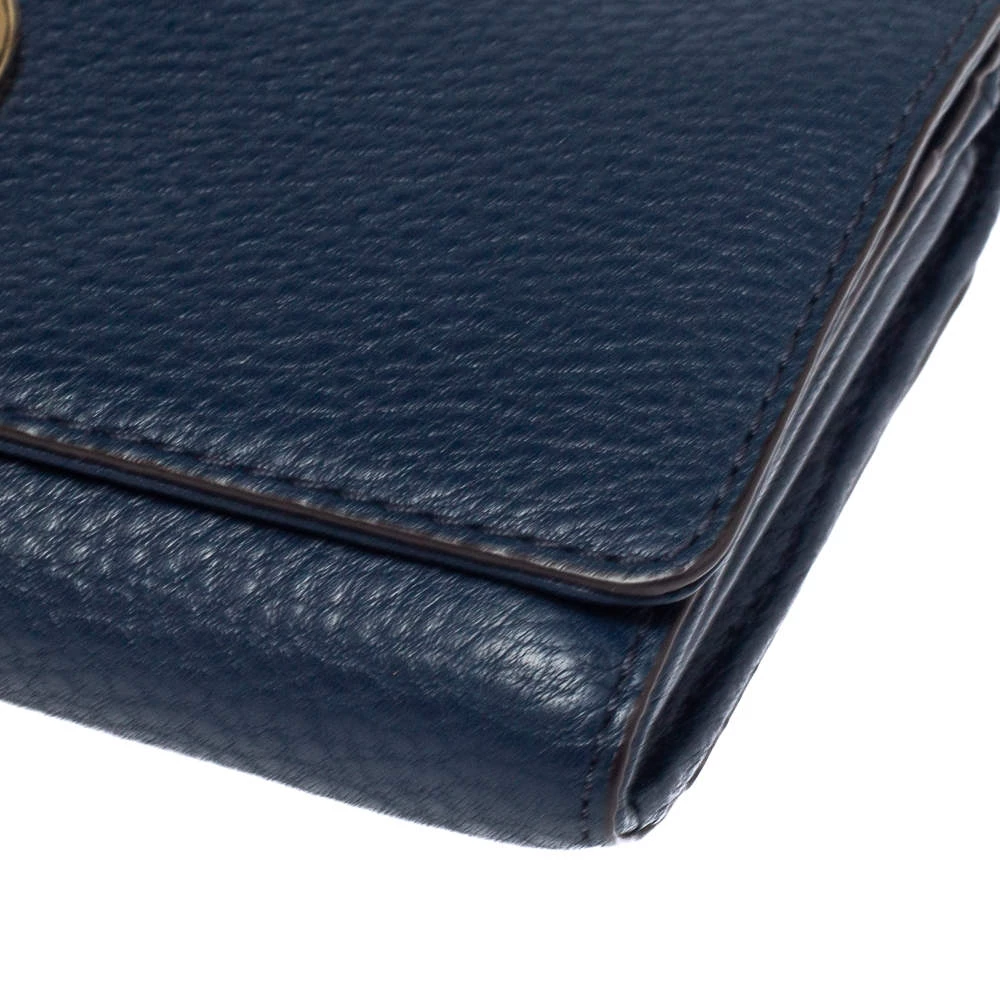 Michael Kors Navy Blue Leather Fulton Flap Continental Wallet For Women - Image 10