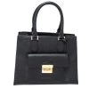 Michael Kors Black Leather Front Pocket Tote For Women