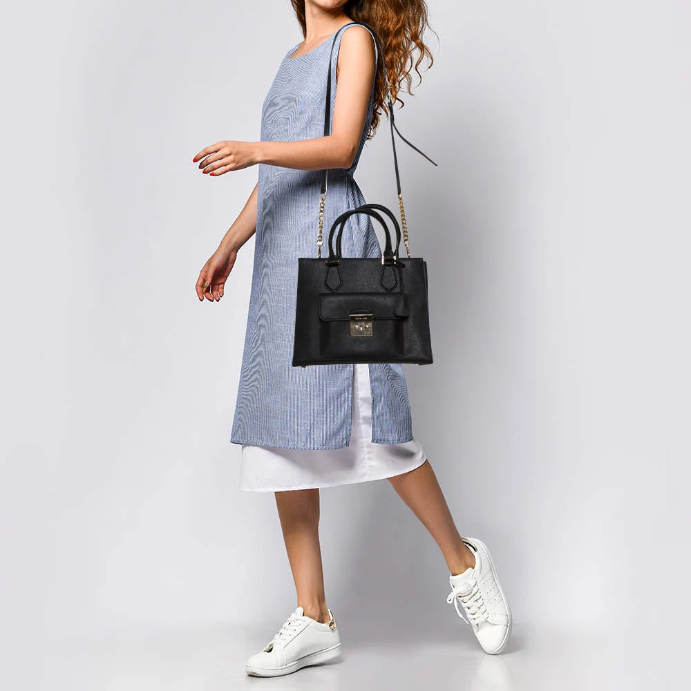 Michael Kors Black Leather Front Pocket Tote For Women - Image 2