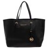 Michael Kors Black Leather Large Jet Set Travel Tote For Women