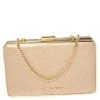Michael Kors Metallic Gold Leather Elsie Box Chain Clutch For Women