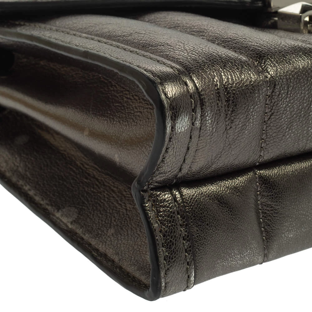 Michael Kors Metallic Grey Quilted Leather Whitney Shoulder Bag For Women - Image 11