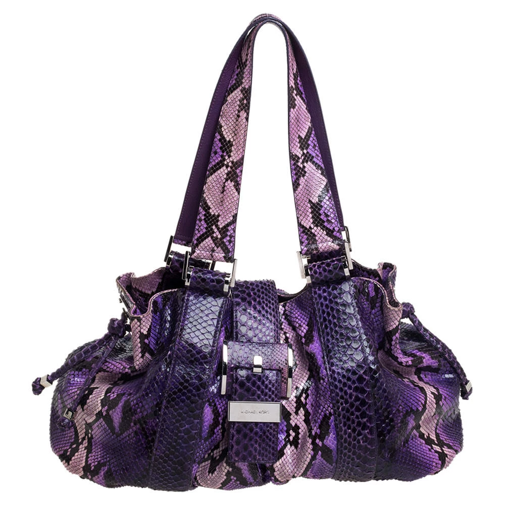 Michael Kors Purple Python Rehearsal Drawstring Shoulder Bag For Women