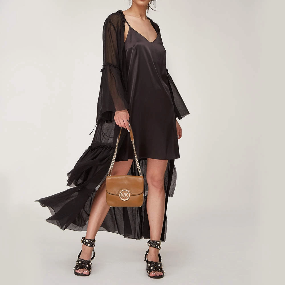 Michael Kors Micheal Kors Tan Leather Fulton Flap Shoudler Bag For Women - Image 2