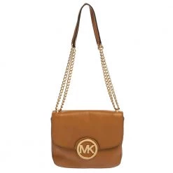 Michael Kors Micheal Kors Tan Leather Fulton Flap Shoudler Bag For Women