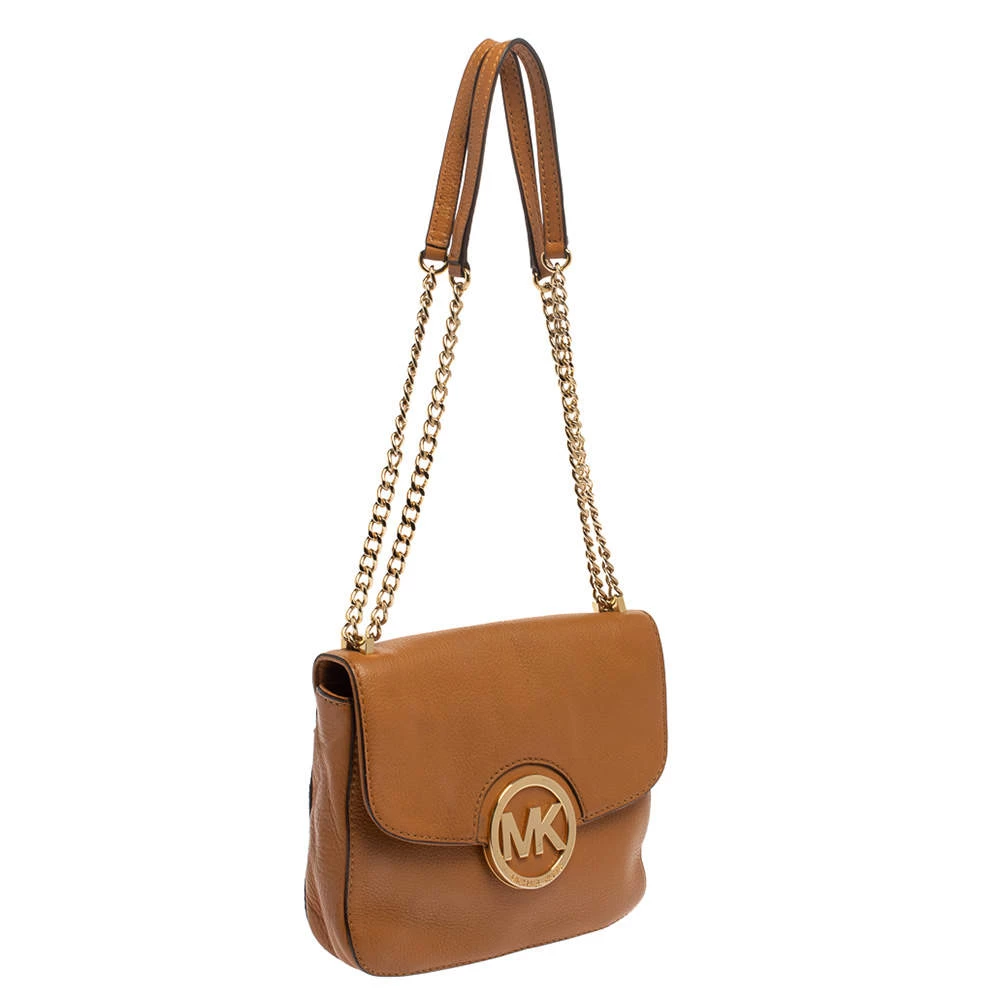 Michael Kors Micheal Kors Tan Leather Fulton Flap Shoudler Bag For Women - Image 3