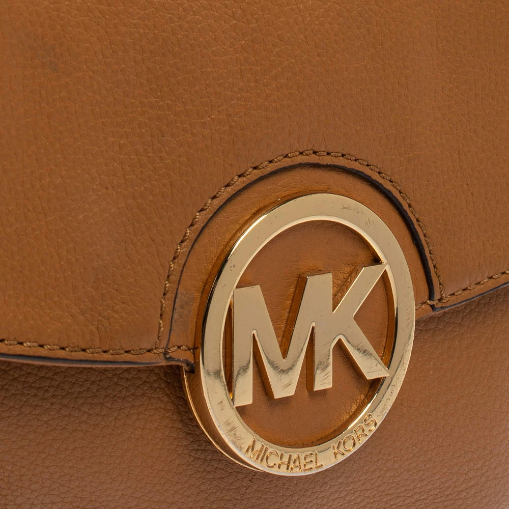 Michael Kors Micheal Kors Tan Leather Fulton Flap Shoudler Bag For Women - Image 5