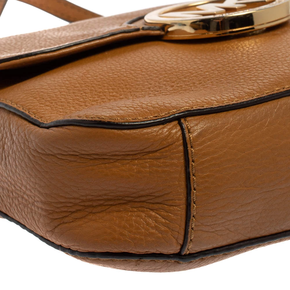 Michael Kors Micheal Kors Tan Leather Fulton Flap Shoudler Bag For Women - Image 12