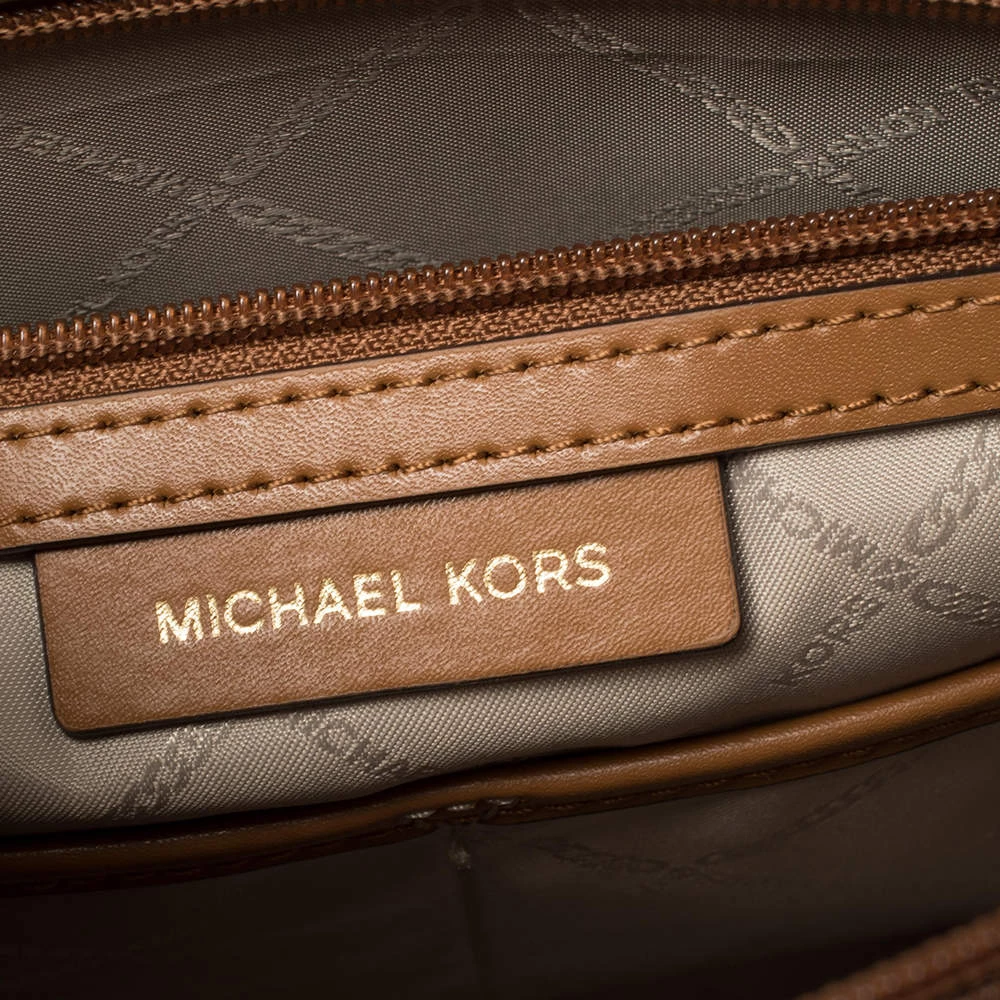 Michael Kors White/Brown Signature Coated Canvas Voyager Tote For Women - Image 9