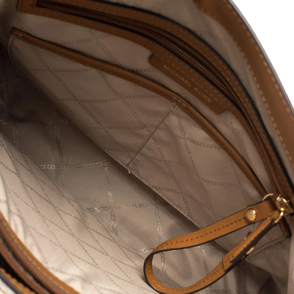 Michael Kors White/Brown Signature Coated Canvas Voyager Tote For Women - Image 7