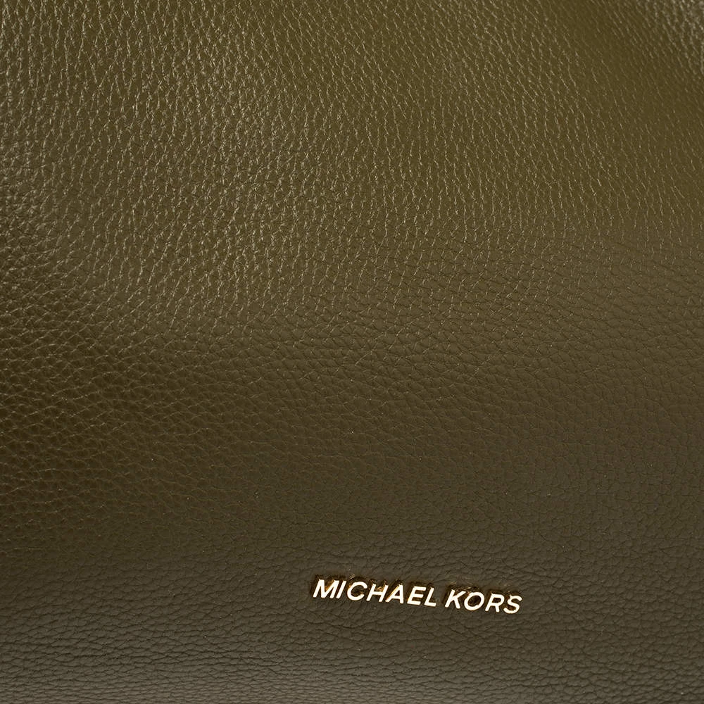 Michael Kors Olive Green Leather Raven Shoulder Bag For Women - Image 5