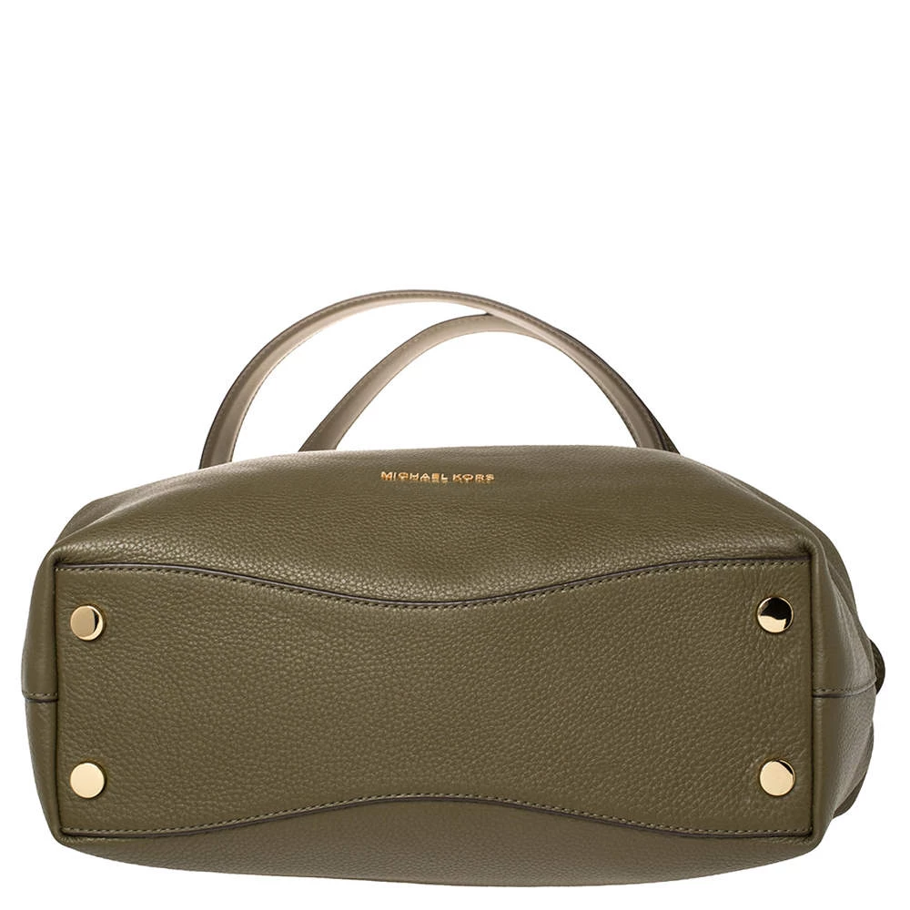 Michael Kors Olive Green Leather Raven Shoulder Bag For Women - Image 6