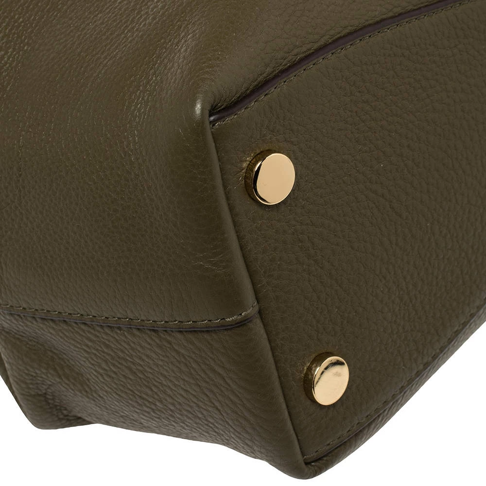 Michael Kors Olive Green Leather Raven Shoulder Bag For Women - Image 11