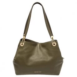 Michael Kors Olive Green Leather Raven Shoulder Bag For Women