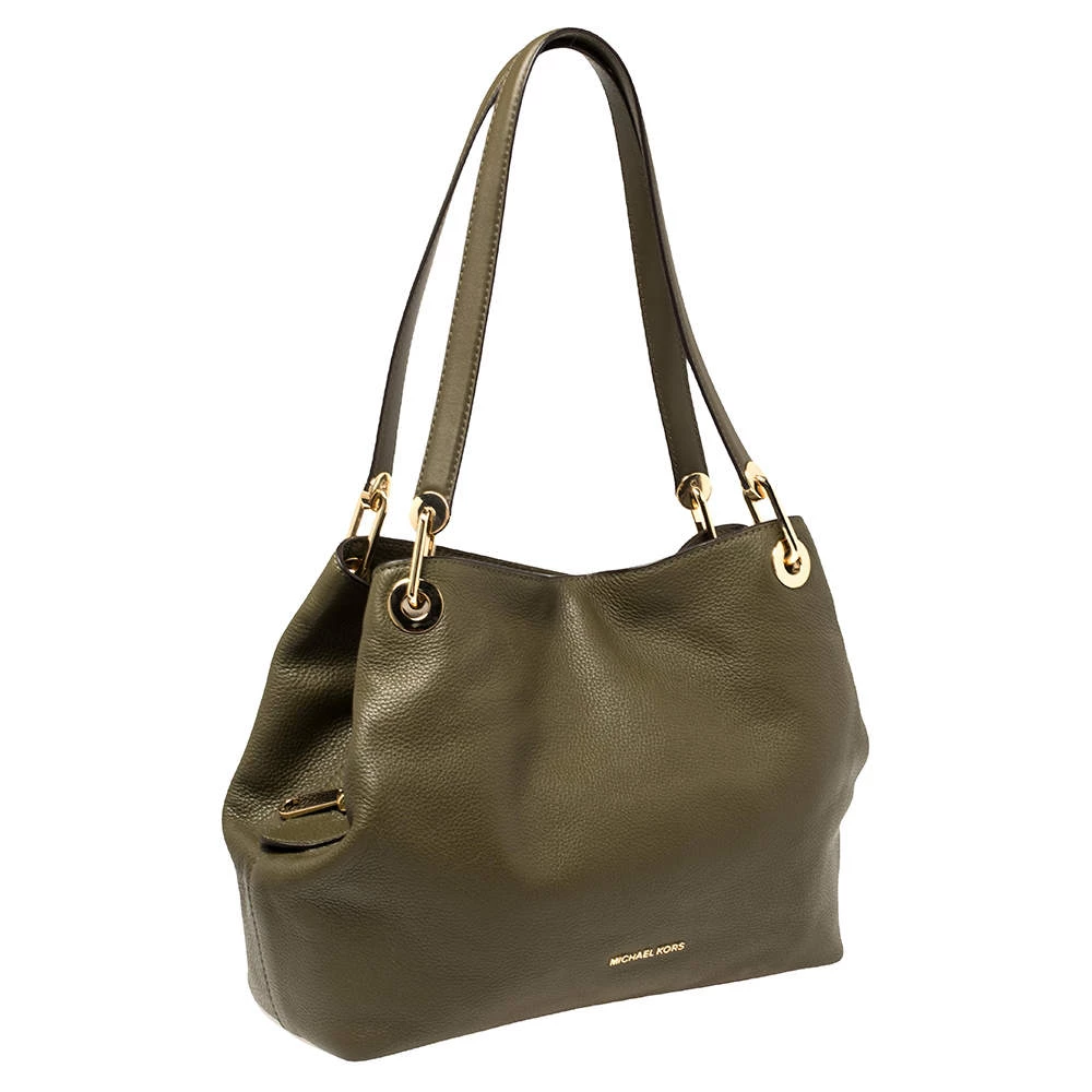 Michael Kors Olive Green Leather Raven Shoulder Bag For Women - Image 3