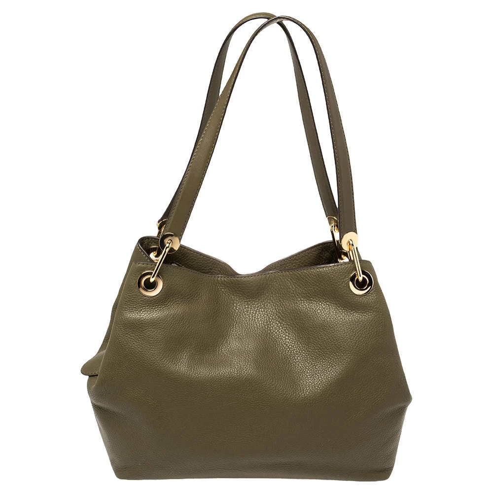 Michael Kors Olive Green Leather Raven Shoulder Bag For Women - Image 4