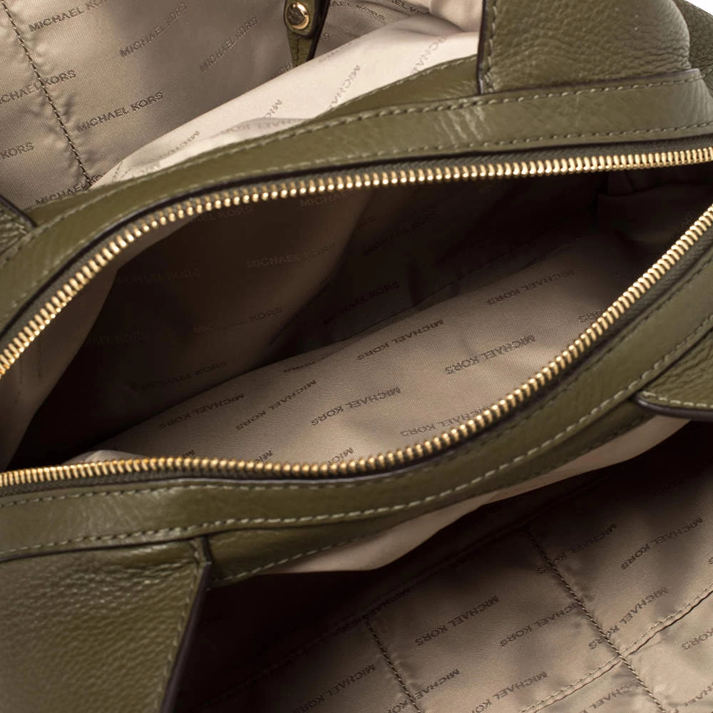 Michael Kors Olive Green Leather Raven Shoulder Bag For Women - Image 7