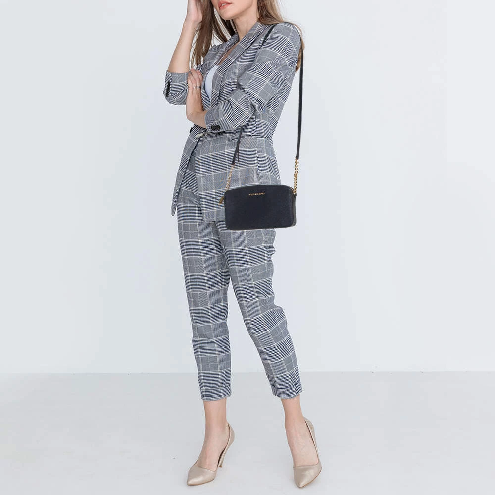 Michael Kors Navy Blue Leather Jet Set Crossbody Bag For Women - Image 2