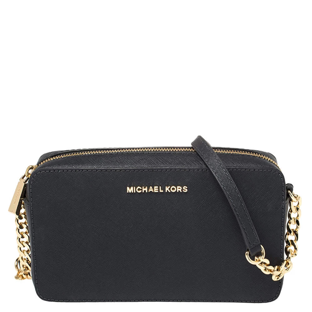 Michael Kors Navy Blue Leather Jet Set Crossbody Bag For Women
