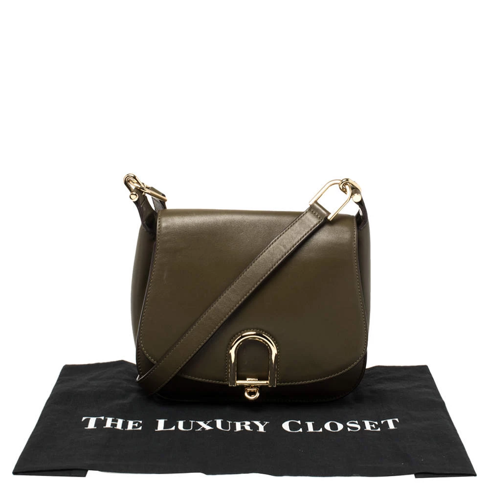Michael Kors Olive Green Leather Delfina Saddle Bag For Women - Image 14