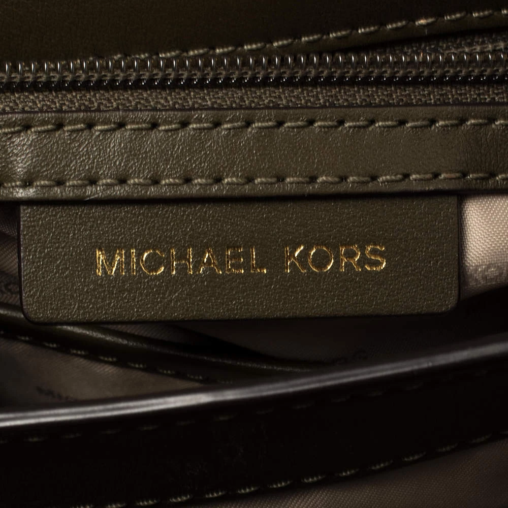 Michael Kors Olive Green Leather Delfina Saddle Bag For Women - Image 13