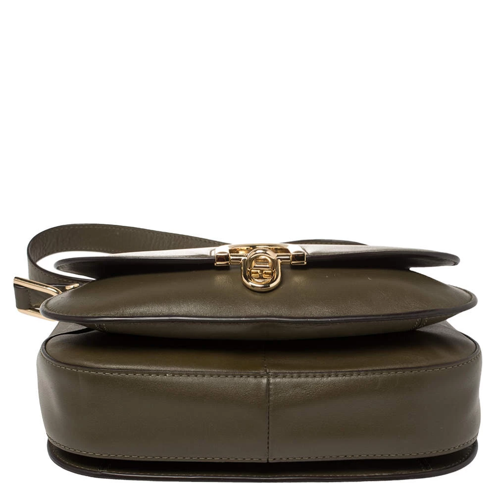 Michael Kors Olive Green Leather Delfina Saddle Bag For Women - Image 11