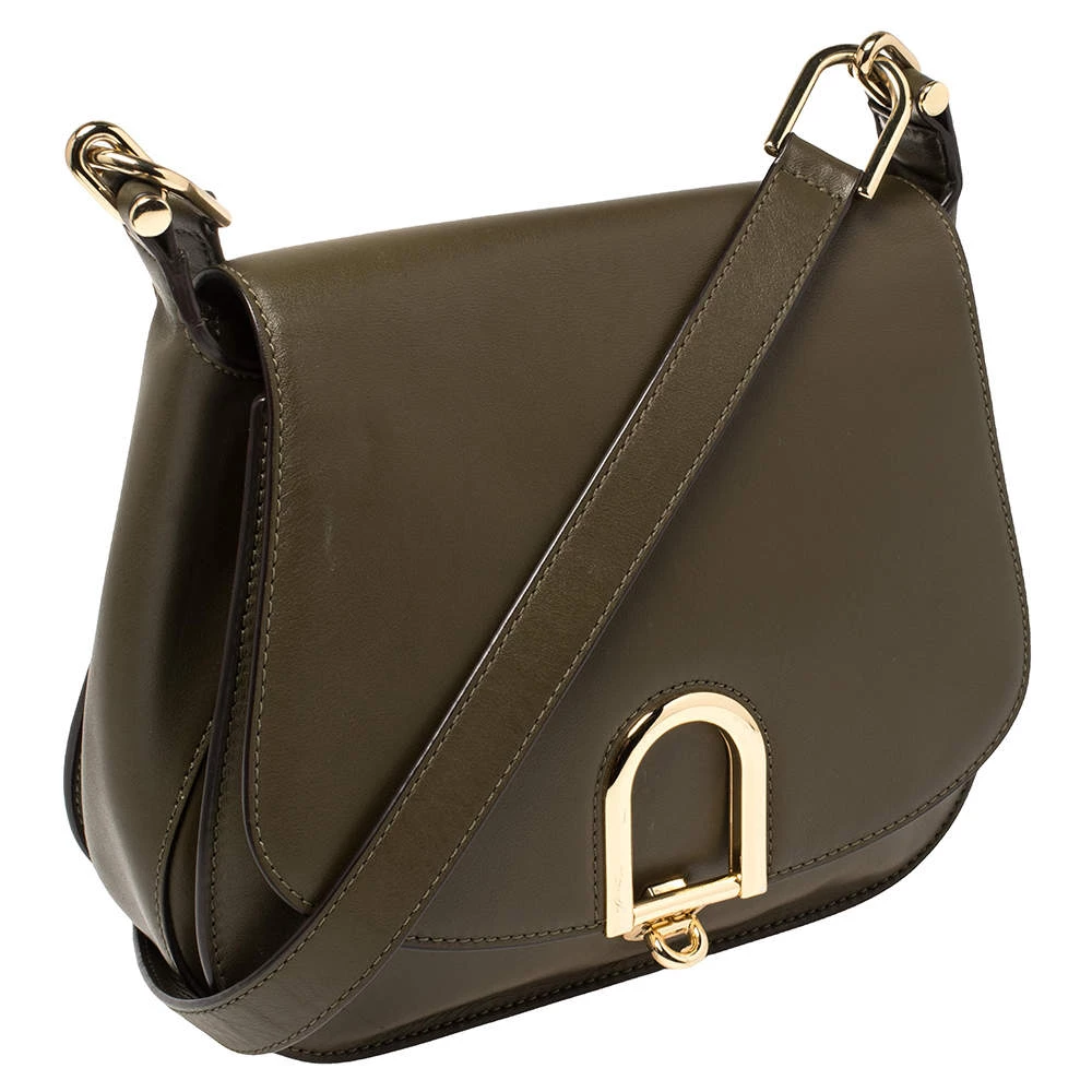 Michael Kors Olive Green Leather Delfina Saddle Bag For Women - Image 3