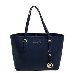 Michael Kors Navy Kors Saffiano Leather Tarvel Jet Set Tote For Women
