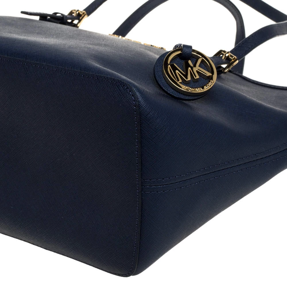 Michael Kors Navy Kors Saffiano Leather Tarvel Jet Set Tote For Women - Image 12