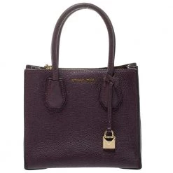 Michael Kors Plum Textured Leather Mini Mercer Tote For Women