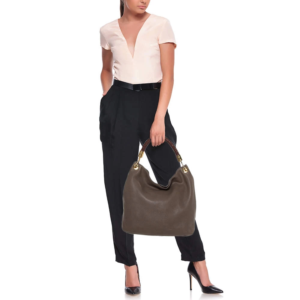 Michael Kors Dark Beige/Brown Soft Leather Skorpios Hobo For Women - Image 2