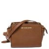 Michael Kors Brown Saffiano Leather Mini Selma Crossbody Bag For Women