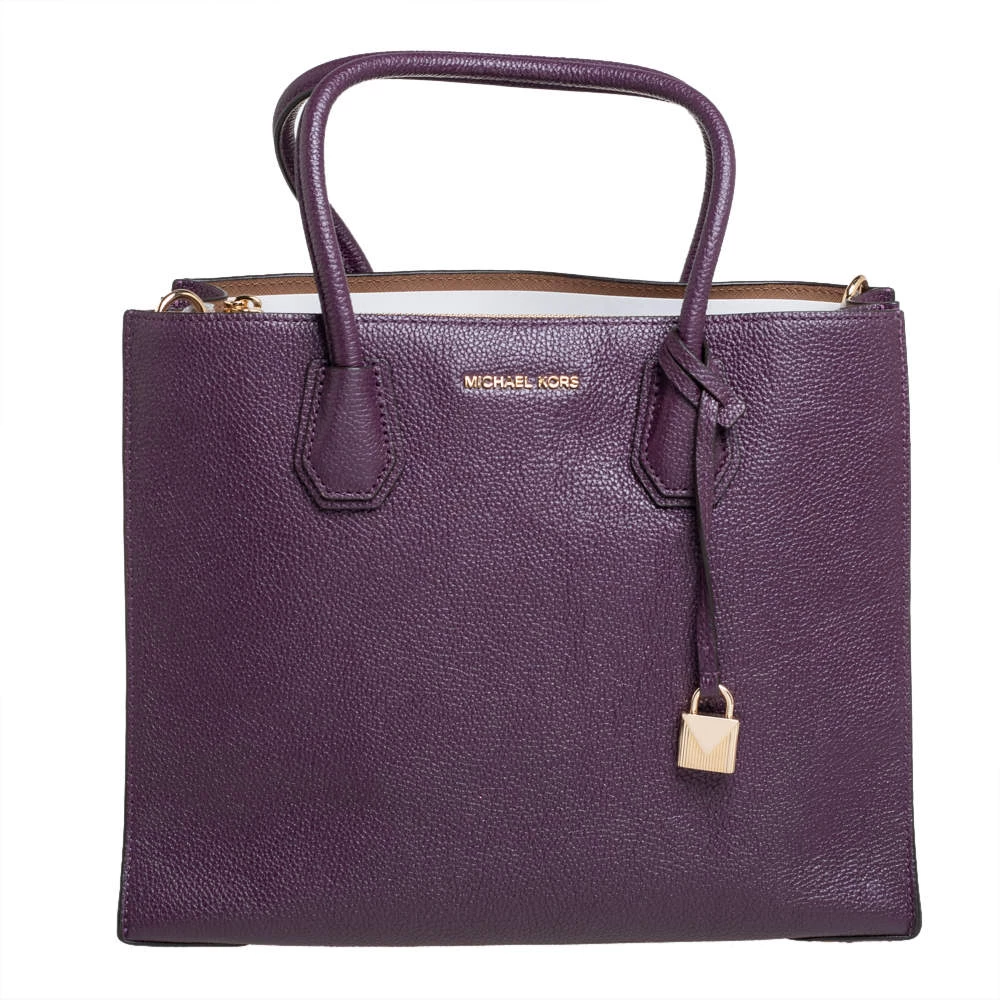 Michael Kors Burgundy Leather Mercer Tote For Women