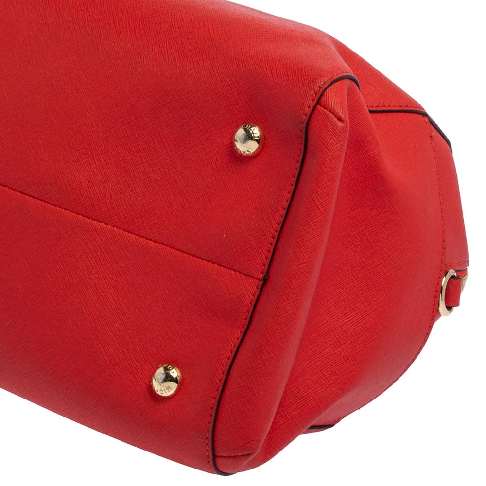 MICHAEL Michael Kors Red Saffiano Leather Boston Bag For Women - Image 11