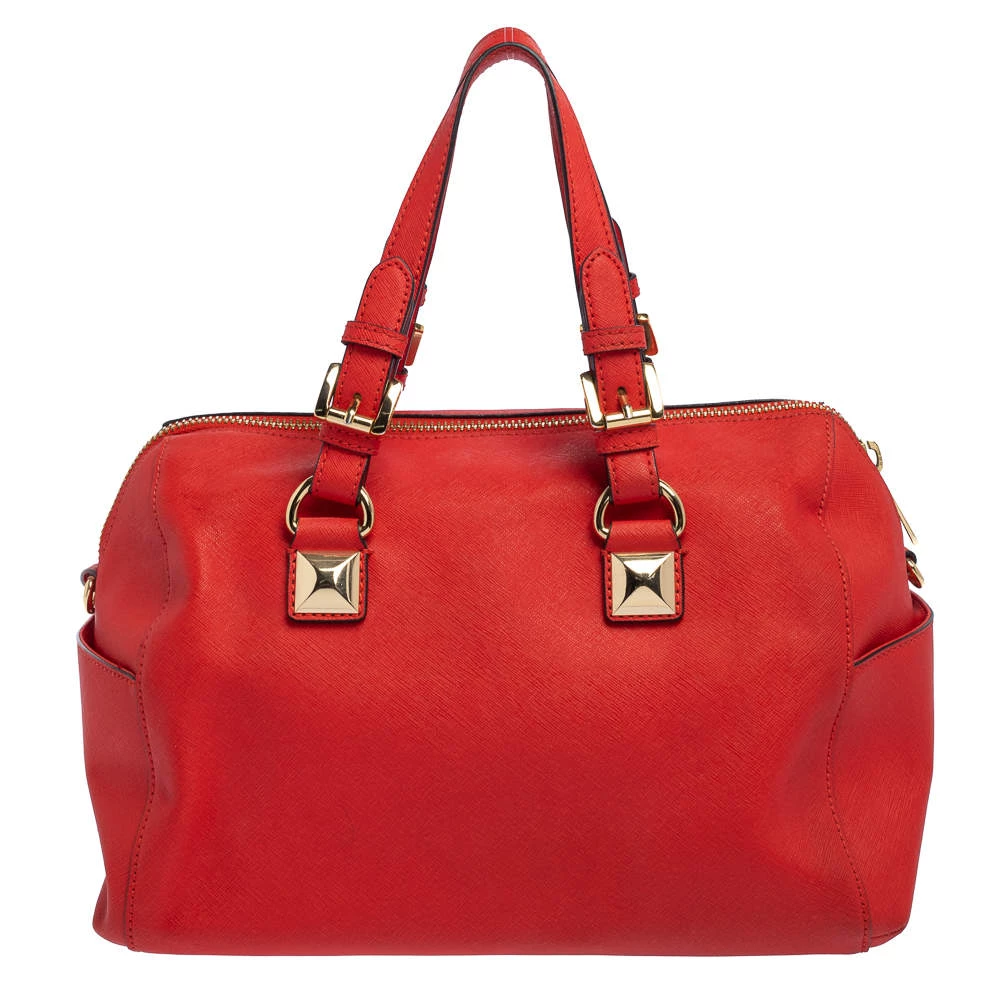MICHAEL Michael Kors Red Saffiano Leather Boston Bag For Women - Image 4