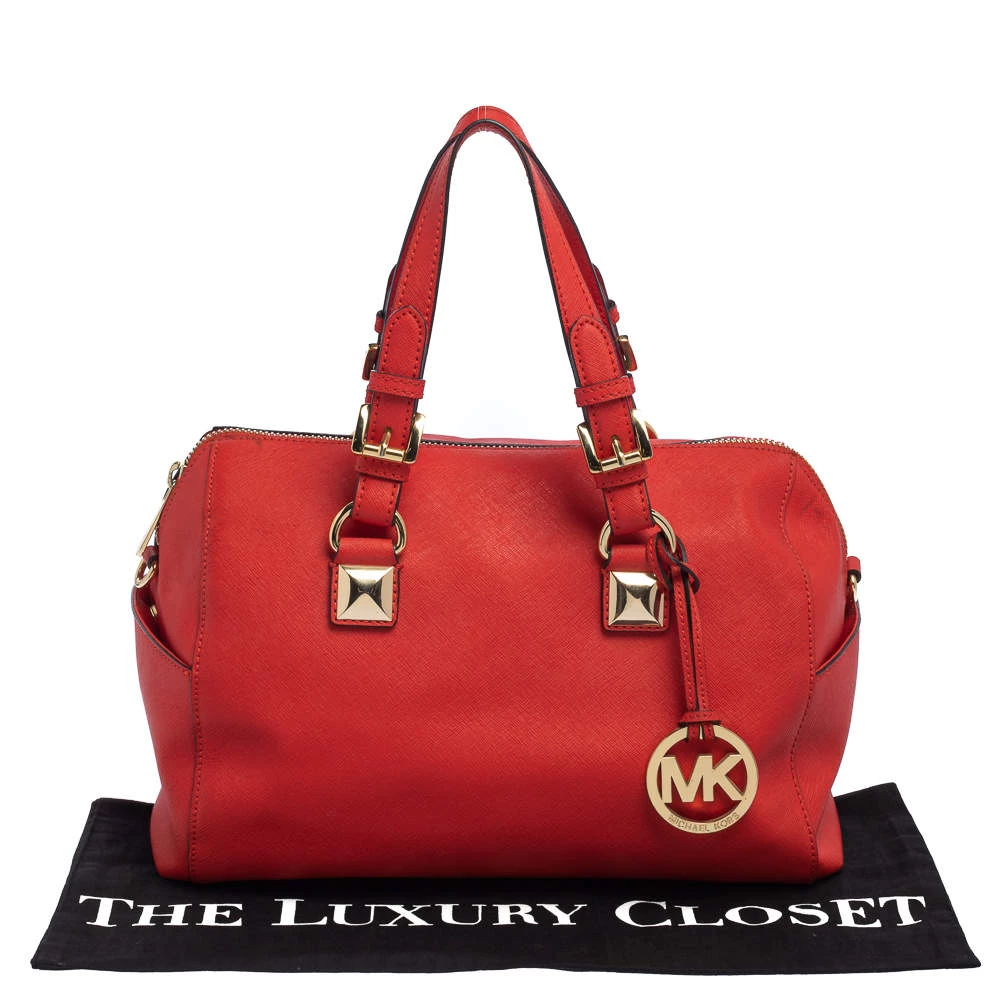 MICHAEL Michael Kors Red Saffiano Leather Boston Bag For Women - Image 10