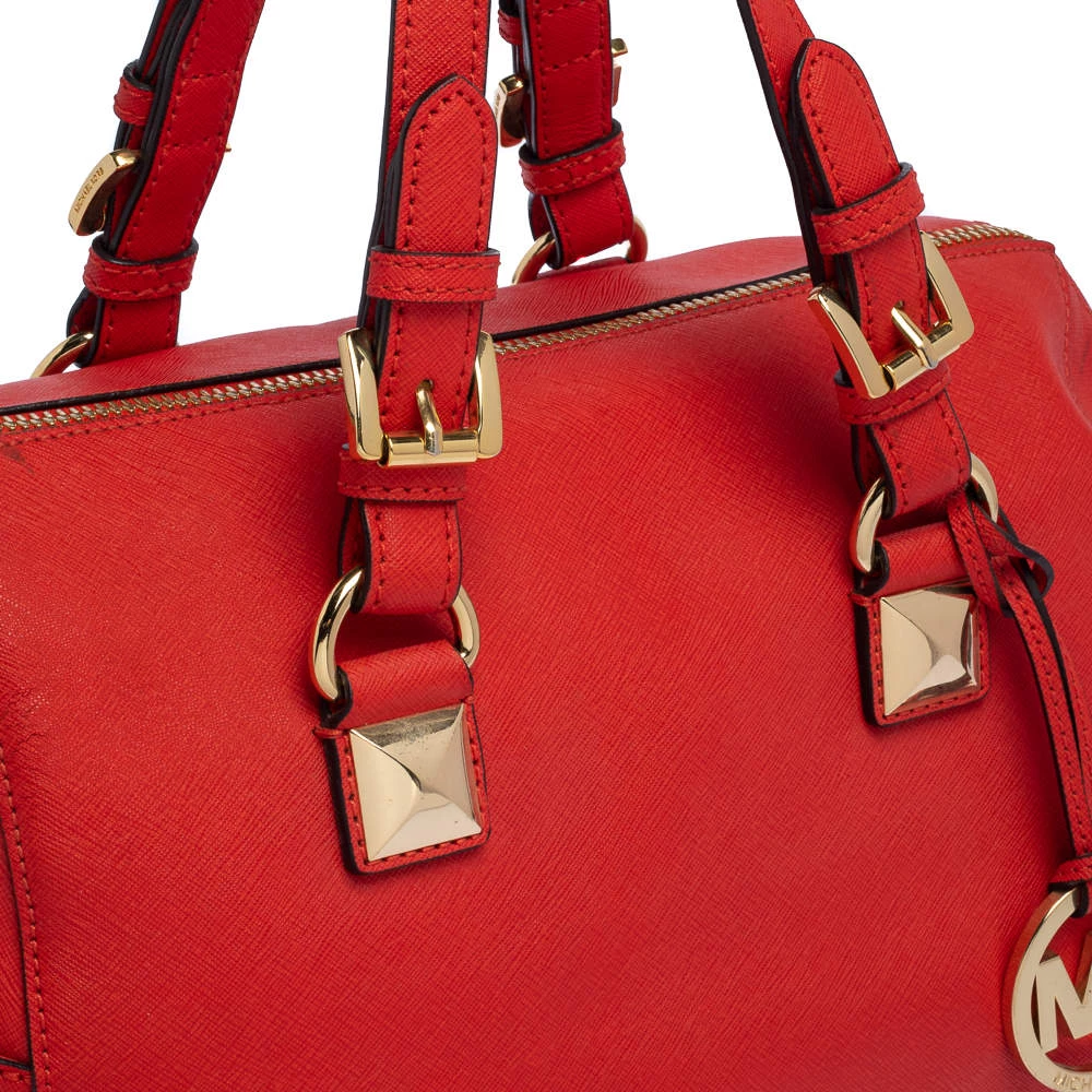 MICHAEL Michael Kors Red Saffiano Leather Boston Bag For Women - Image 5