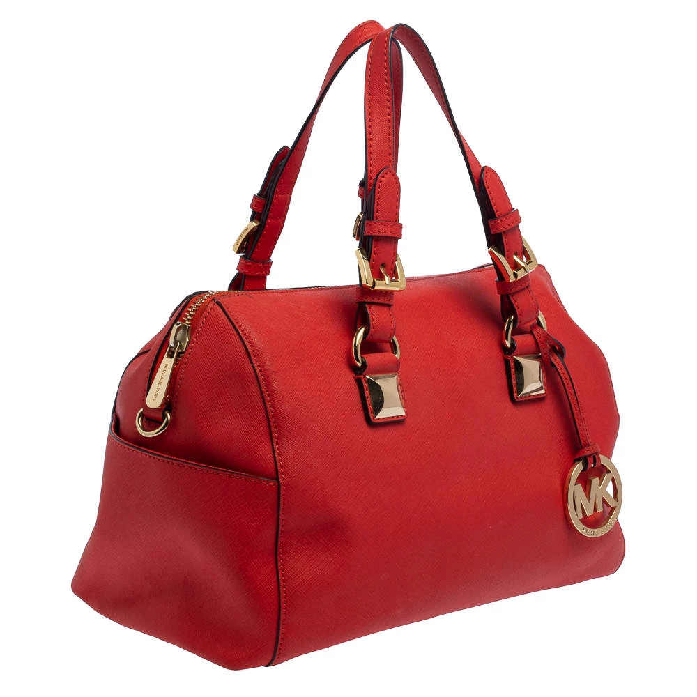 MICHAEL Michael Kors Red Saffiano Leather Boston Bag For Women - Image 3