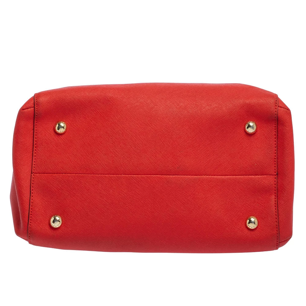 MICHAEL Michael Kors Red Saffiano Leather Boston Bag For Women - Image 6